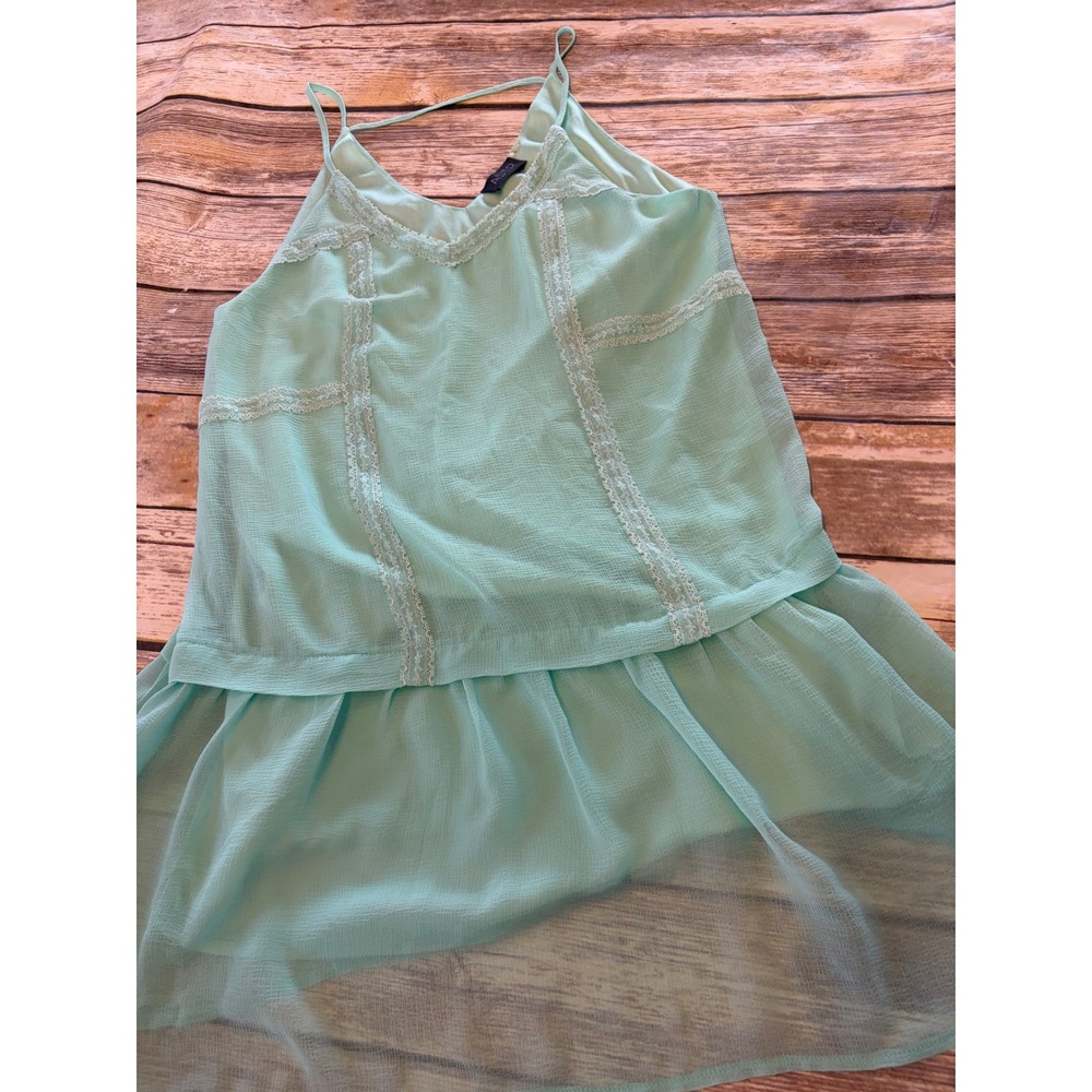 ASTR the Label‎ Mint Green Lace Trim Drop Waist Dress Womens Large L Jazz Club